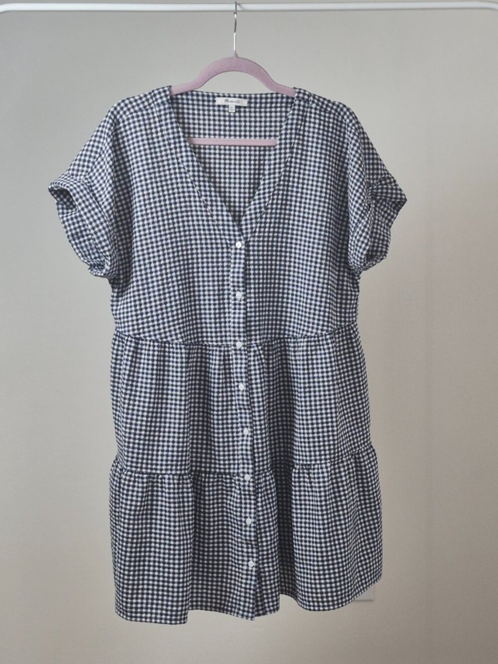 Madewell Tiered Mini Dress Womens XL 100% Cotton Button Front Cottagecore